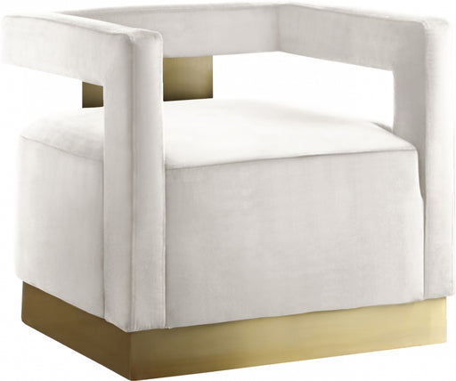 Meridian Furniture - Armani Velvet Accent Chair in Cream - 597Cream - GreatFurnitureDeal