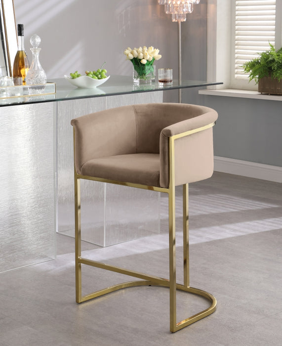 Meridian Furniture - Donatella Velvet Counter Stool in Beige - 700Beige-C - GreatFurnitureDeal