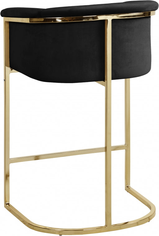 Meridian Furniture - Donatella Velvet Counter Stool in Black - 700Black-C - GreatFurnitureDeal