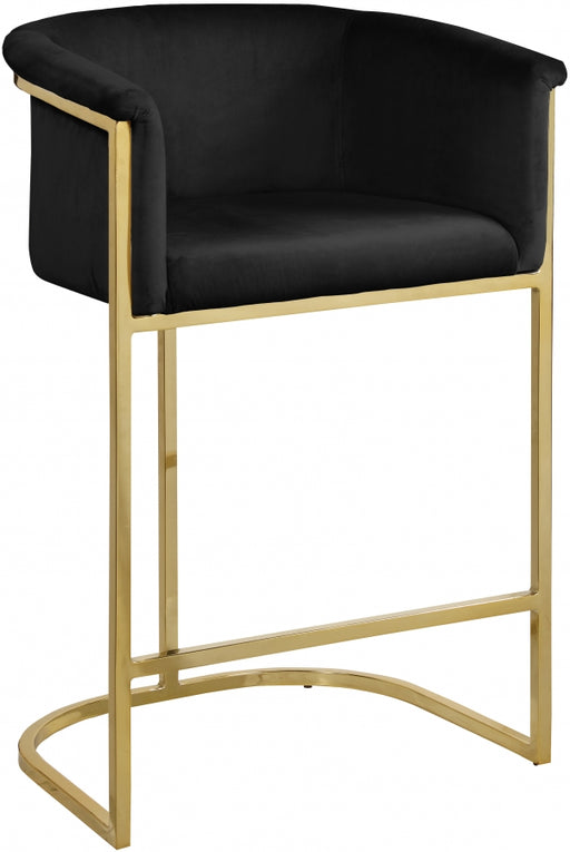 Meridian Furniture - Donatella Velvet Counter Stool in Black - 700Black-C - GreatFurnitureDeal
