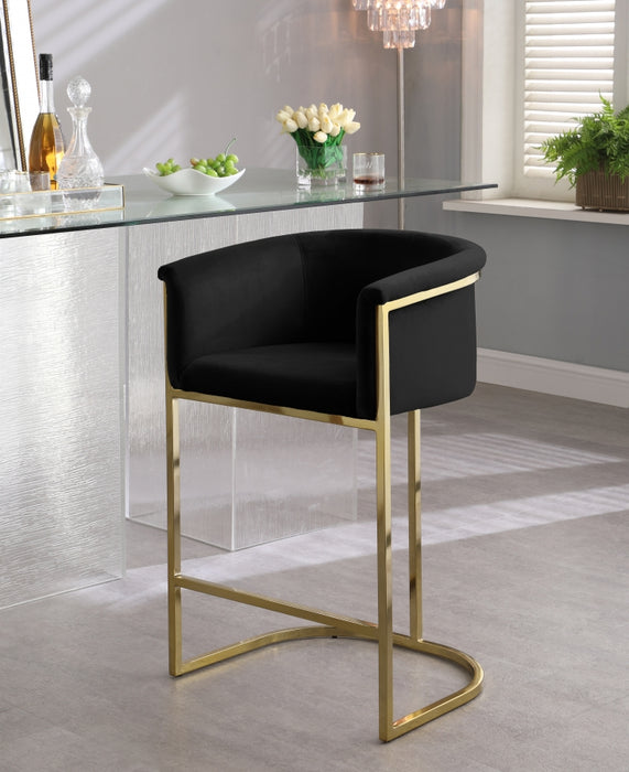 Meridian Furniture - Donatella Velvet Counter Stool in Black - 700Black-C