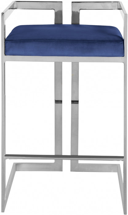 Meridian Furniture - Ezra Velvet Counter Stool Set of 2 in Navy - 909Navy-C