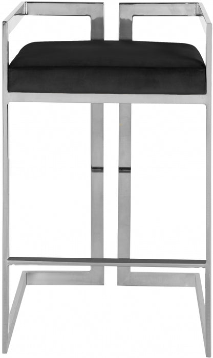 Meridian Furniture - Ezra Velvet Counter Stool Set of 2 in Black - 909Black-C - GreatFurnitureDeal