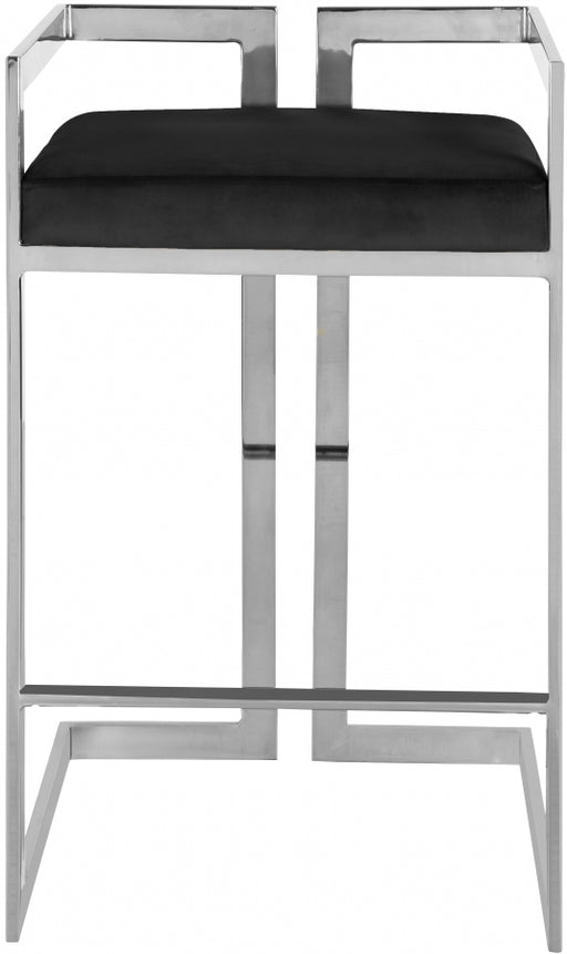 Meridian Furniture - Ezra Velvet Counter Stool Set of 2 in Black - 909Black-C - GreatFurnitureDeal