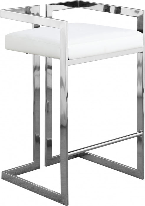Meridian Furniture - Ezra Faux Leather Counter Stool Set of 2 in White - 910White-C - GreatFurnitureDeal