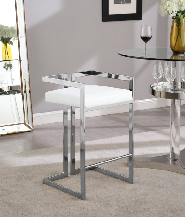 Meridian Furniture - Ezra Faux Leather Counter Stool Set of 2 in White - 910White-C