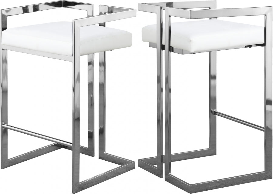 Meridian Furniture - Ezra Faux Leather Counter Stool Set of 2 in White - 910White-C