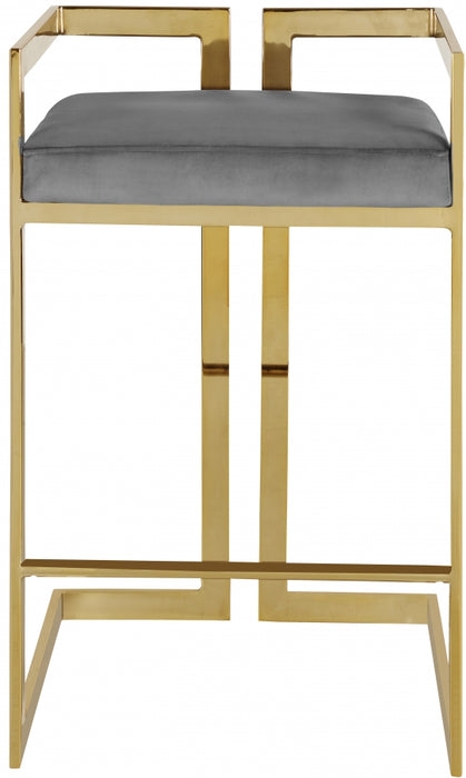 Meridian Furniture - Ezra Velvet Counter Stool Set of 2 in Grey - 912Grey-C