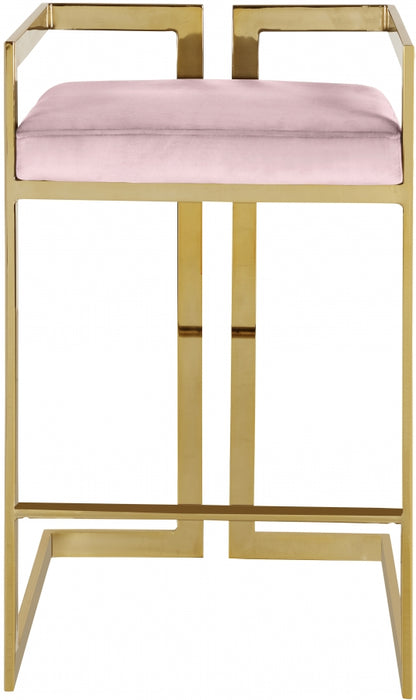 Meridian Furniture - Ezra Velvet Counter Stool Set of 2 in Pink - 912Pink-C - GreatFurnitureDeal