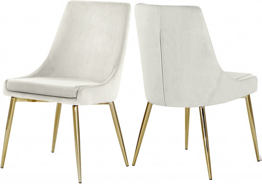 Meridian Furniture - Karina Velvet Dining Chair Set of 2 in Cream - 783Cream-C - GreatFurnitureDeal