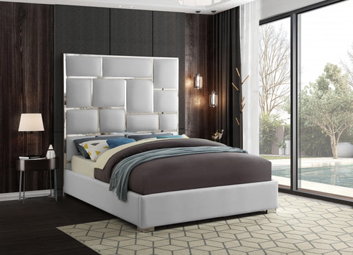 Meridian Furniture - Milan Faux Leather Queen Bed in White - MilanWhite-Q - GreatFurnitureDeal