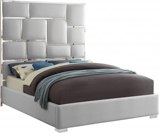 Meridian Furniture - Milan Faux Leather King Bed in White - MilanWhite-K - GreatFurnitureDeal