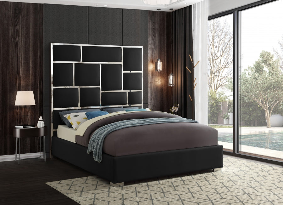 Meridian Furniture - Milan Faux Leather King Bed in Black - MilanBlack-K