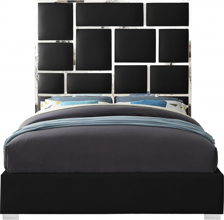 Meridian Furniture - Milan Faux Leather King Bed in Black - MilanBlack-K
