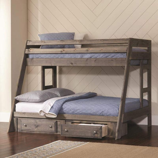 Coaster Furniture - Wrangle Hill Twin Over Full Bunk Bed in Gunsmoke - 400830 - GreatFurnitureDeal