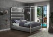 Meridian Furniture - Encore Faux Leather Queen Bed in Grey - EncoreGrey-Q - GreatFurnitureDeal