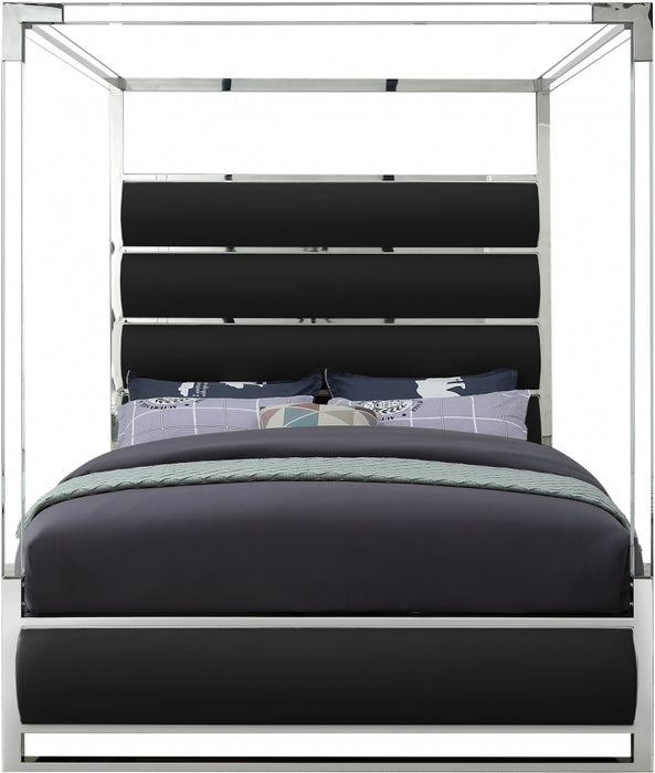 Meridian Furniture - Encore Faux Leather Queen Bed in Black - EncoreBlack-Q - GreatFurnitureDeal