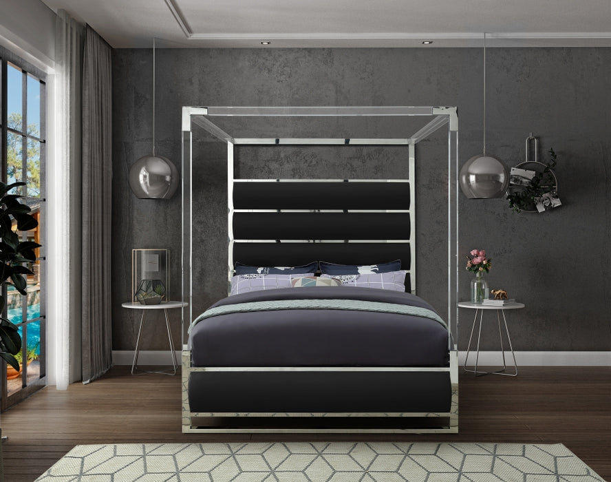 Meridian Furniture - Encore Faux Leather King Bed in Black - EncoreBlack-K - GreatFurnitureDeal