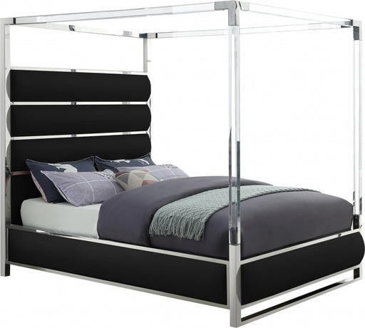 Meridian Furniture - Encore Faux Leather Queen Bed in Black - EncoreBlack-Q - GreatFurnitureDeal