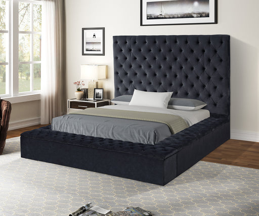 GFD Home - Nora Full Size Tufted Upholstery Storage Bed made with Wood in Black - GreatFurnitureDeal