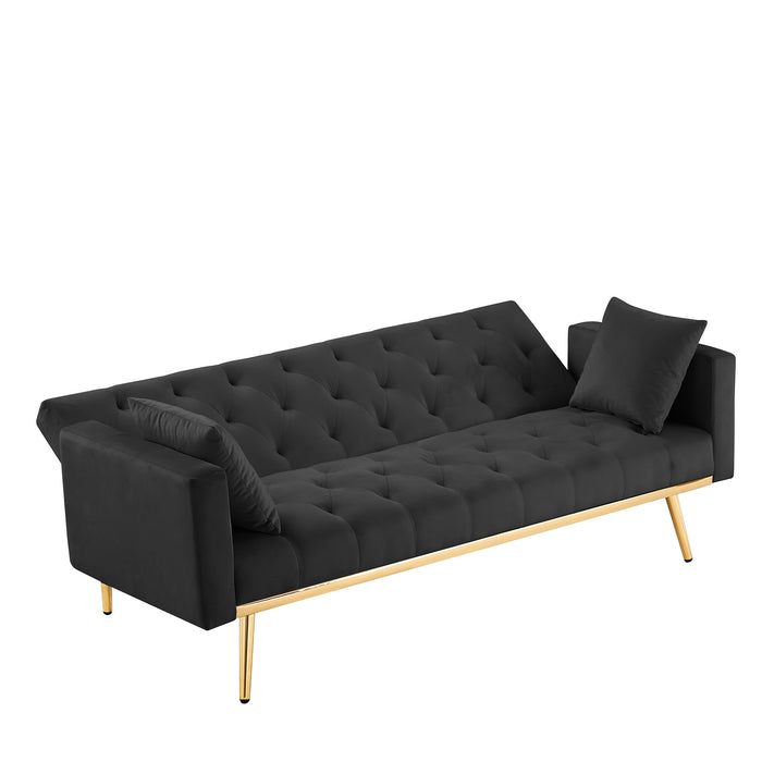 GFD Home - BLACK Convertible Folding Futon Sofa Bed , Sleeper Sofa Couch for Compact Living Space. - GreatFurnitureDeal