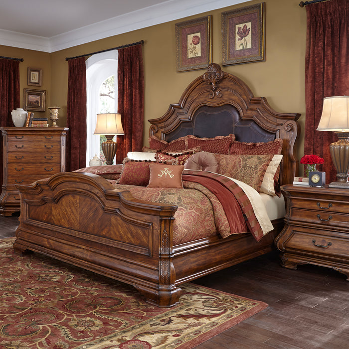 AICO Furniture - Tuscano Melange Queen Mansion Bed - 34000MQN3-34
