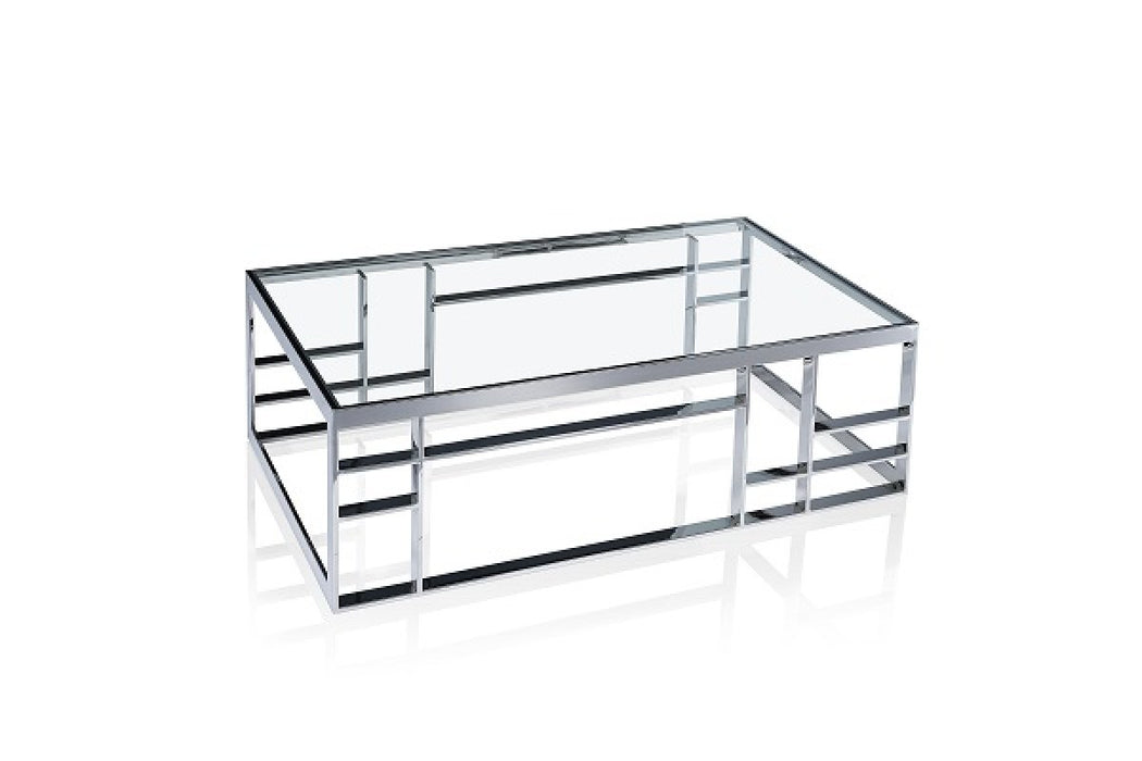 VIG Furniture - Coronelli Collezioni Hollywood - Modrest Stephen - Modern Glass & Stainless Steel Coffee Table - VGHB-341A