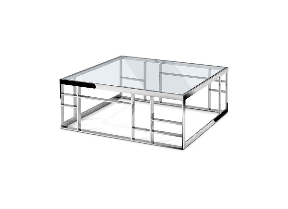 VIG Furniture - Modrest Stephen - Modern Glass & Stainless Steel Square Coffee Table - VGHB-341E - GreatFurnitureDeal