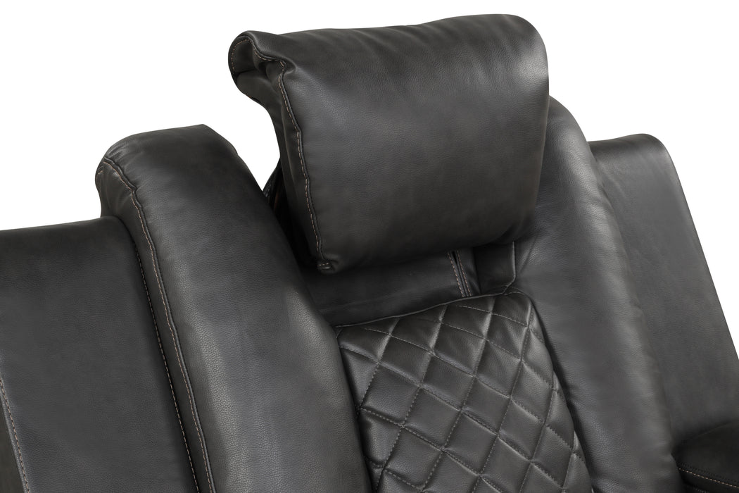 GFD Home - Benz LED & Power Recliner Chair Made With Faux Leather in Gray - GreatFurnitureDeal