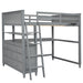 GFD Home - Full size Loft Bed with Drawers and Desk, Wooden Loft Bed with Shelves - Gray(OLD SKU:LT000529AAE) - GreatFurnitureDeal