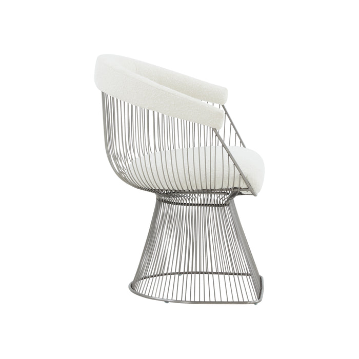GFD Home - Modrest Chandler Modern White Shepra and Matte Silver Dining Chair - GreatFurnitureDeal