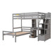 GFD Home - Twin Size Loft Bed with a Stand-alone Bed, Storage Staircase, Desk, Shelves and Drawers, Gray - GreatFurnitureDeal