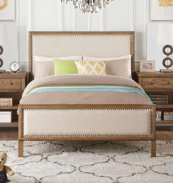 Acme Furniture - Inverness Beige Linen & Reclaimed Oak Full Bed - 36085F