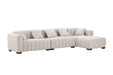 GFD Home - L-Shape Sectional Sofa with Deep Tufted Velvet Upholstered Right Chaise Modular Sofa  beige - GreatFurnitureDeal