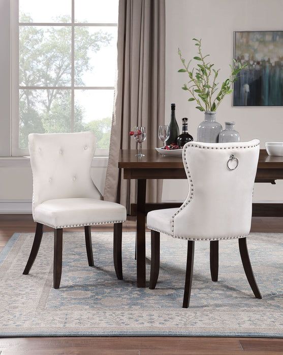 GFD Home - TOPMAX Dining Chair Tufted Armless Chair Upholstered Accent Chair, Set of 6 (Cream) - GreatFurnitureDeal