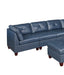 GFD House - Genuine Leather Ink Blue Tufted 6pc Sectional Set 3x Corner Wedge 3x Armless Chair Living Room Furniture Sofa Couch - GreatFurnitureDeal