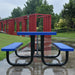 GFD Home - Square Outdoor Steel Picnic Table 46" blue ,with umbrella pole - GreatFurnitureDeal