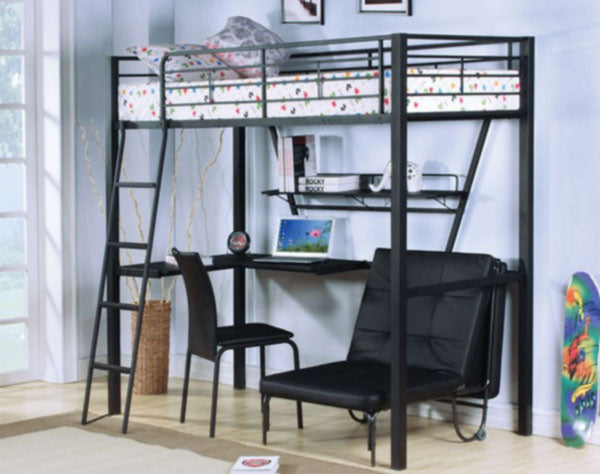 Acme Furniture - Senon Twin Workstation Loft Bed in Silver-Black - 37275 - GreatFurnitureDeal