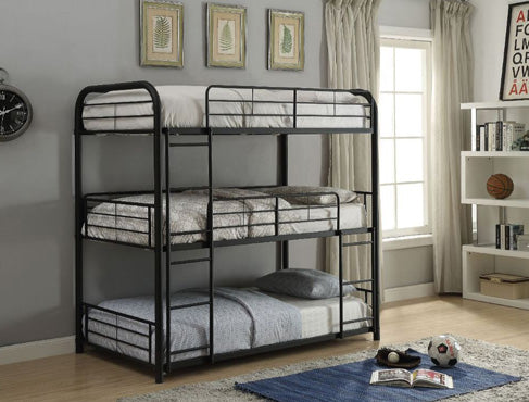 Acme Furniture - Cairo Sandy Black Full Triple Bunk Bed - 37330