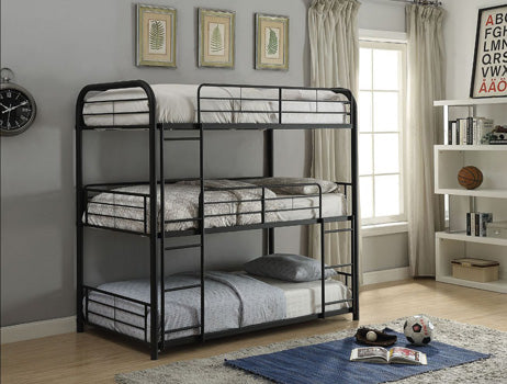 Acme Furniture - Cairo Sandy Black Twin Triple Bunk Bed - 37335 - GreatFurnitureDeal