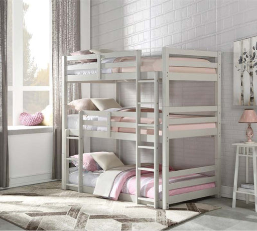 Acme Furniture - Ronnie Triple Twin Bunk Bed in Light Gray - 37420 - GreatFurnitureDeal