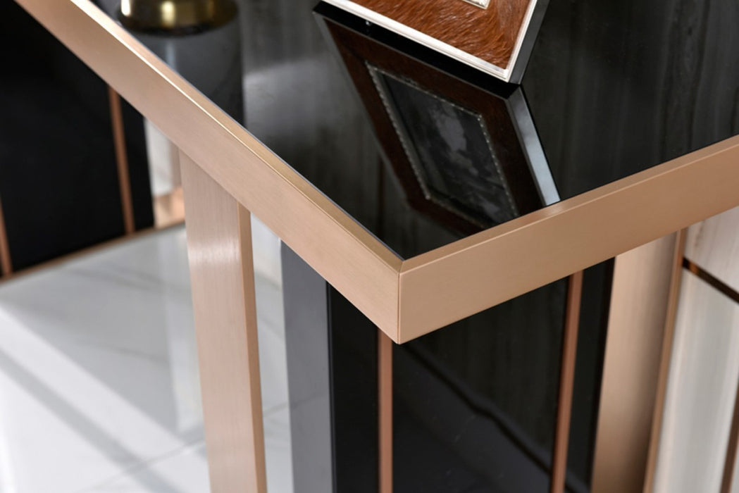 GFD Home - Nova Domus Cartier Modern Black & Rosegold Console Table - GreatFurnitureDeal