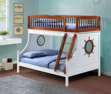 Acme Furniture - Farah Twin-Full Bunk Bed, Oak & White - 37600 - GreatFurnitureDeal