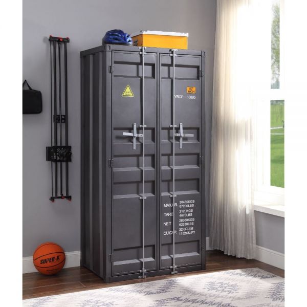 Acme Furniture - Cargo Wardrobe (Double Door) in Gunmetal - 37899