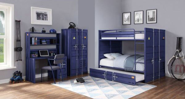 Acme Furniture - Cargo Bunk Bed (Twin-Twin)in Blue - 37900 - GreatFurnitureDeal