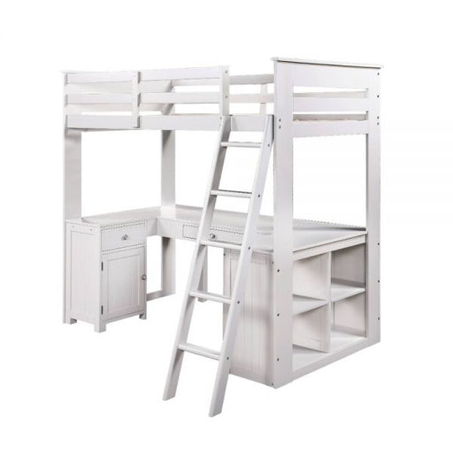Acme Furniture - Ambar Loft Bed w-Chest, Desk & Bookcase, Light Gray - 38065 - GreatFurnitureDeal