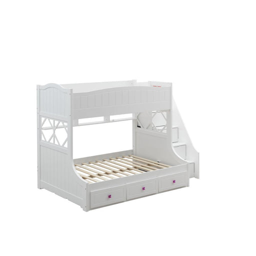 Acme Furniture - Meyer Twin-Full Bunk Bed w-Storage Ladder & Drawers in White - 38150 - GreatFurnitureDeal