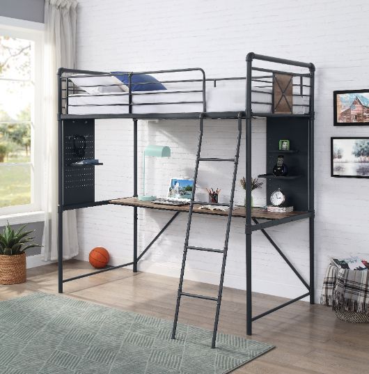 Acme Furniture - Cordelia Twin Loft Bed in Dark Bronze Hand-Brushed - 38310 - GreatFurnitureDeal