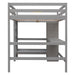 GFD Home - Full Size Loft Bed with Multifunction Shelves and Under-bed Desk, Gray - GreatFurnitureDeal