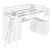 GFD Home - Twin Size Loft Bed with Wardrobe and Drawers, attached Desk with Shelves, White - GreatFurnitureDeal